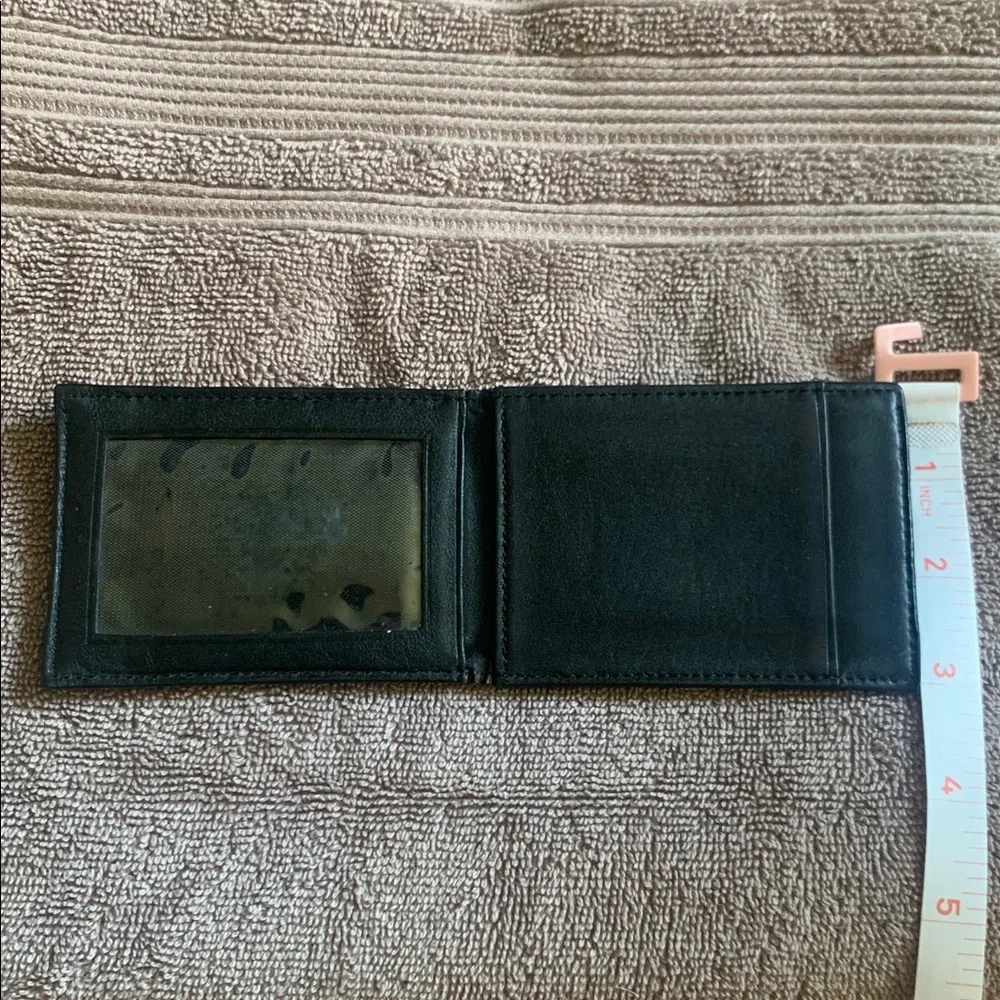 Perry Ellis Portfolio Black Genuine Leather Clip Wallet